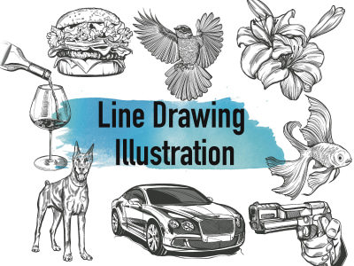 Any object drawn in Line Drawing style within 24 hours!