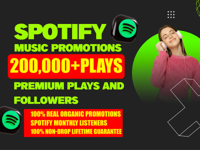200k+ Spotify Organic Plays, 50,000+ Spotify Followers, Music promotion
