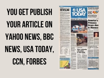 Publish your article on yahoo news, bbc news, usa today, ccn