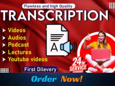Accurate interview, podcast, youtube transcription in 12 hours