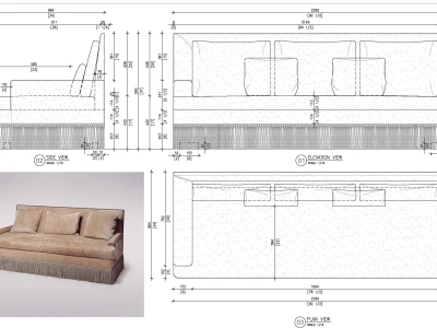 Draft your furniture sketch or photo to technical cad shop drawing