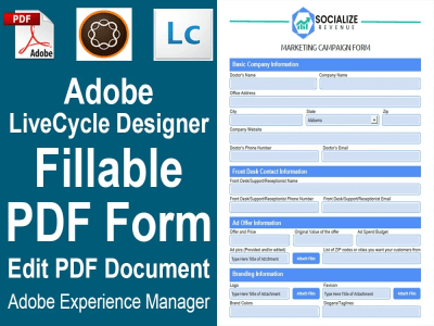 Fillable PDF form, editing PDF Dynamic form, Interactive PDF LiveCycle form