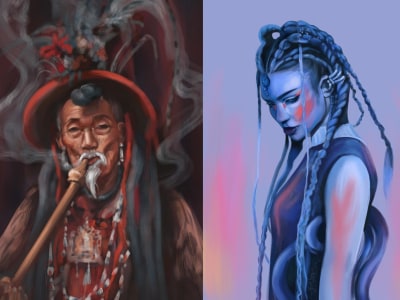 A painted portrait, professional and realistic