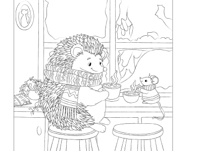 Winter animals coloring book for children