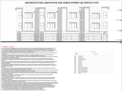Architectural drawings, site plan blueprint, plot plan for city permit