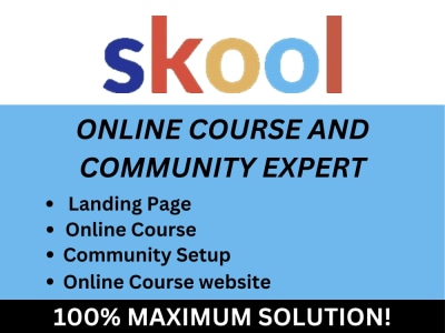 Skool online course, community set up, online course website, landing page
