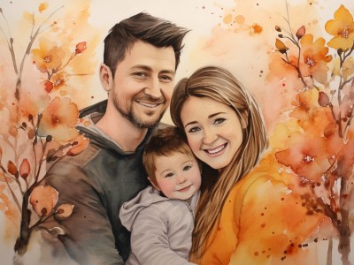 Watercolor family portrait illustration