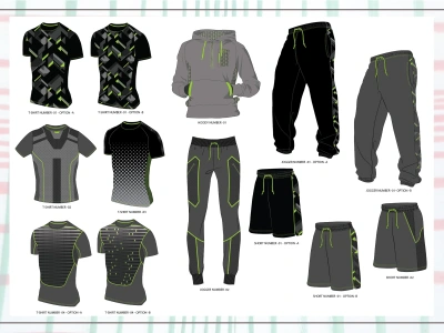 Tracksuit clothes flat sketch & tech packs illustration