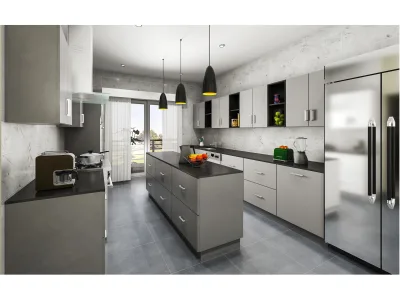 Kitchen, bathroom Floor plan, cabinet drawings, elvations and 3d rendering