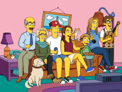 Simpsons Custom Cartoon Portrait as a Gift for Your Family or Friends