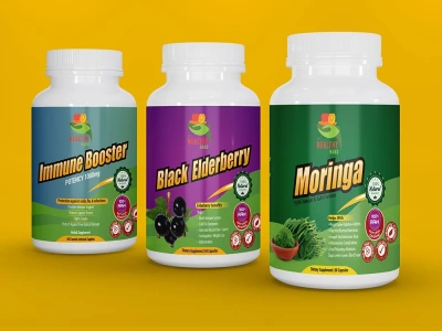 Label design, supplement label design, bottle label, Product Label design