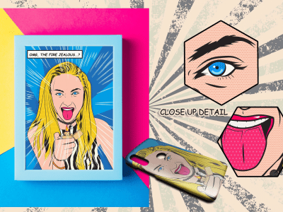 A fantastic retro pop art cartoon portrait