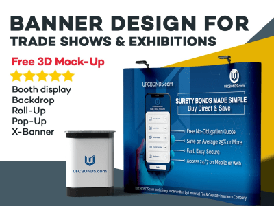 A catching roll-up banner | backdrop for trade show booth, exhibitions