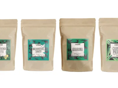 Unique brand style incl. logo, product packaging & labels, website.
