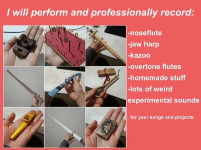 Professional noseflute/kazoo/etc performing and recording for your music