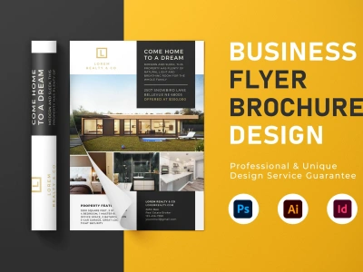 Flyer, brochure bi-fold, tri-fold, leaflet print design marketing materials