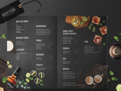 Professional menu design for restaurants, pubs, bar, food menu cards