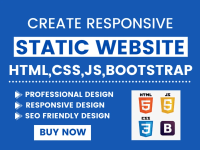 Responsive static website with HTML, CSS, Bootstrap, Javascript | Upwork