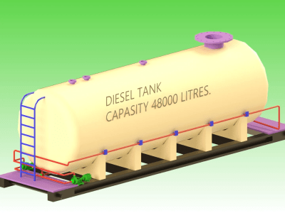 A 2D Drawings and 3D Model of Storage Tank for Industrial use