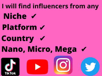 Niche targeted influencers list for influencer marketing