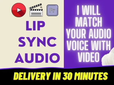 Lip sync audio, fix audio, match audio or align audio with video visuals