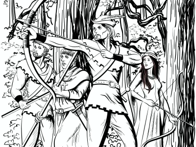 A black and white full page realistic illustration for book