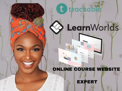 An online course website on Thinkific, Kajabi, podia, and learnworlds