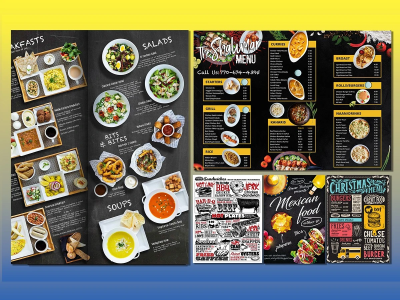 Chalkboard restaurant food menu design, menu card, menu board, digital menu