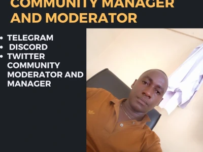 A crypto telegram, discord, twitter, community moderator, and manager