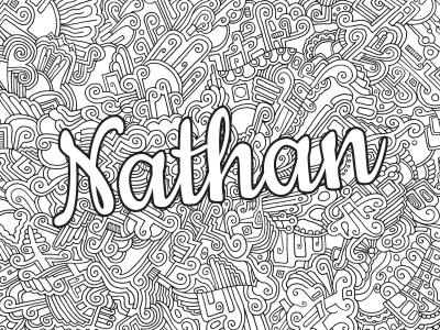 An abstract coloring page with your name or business logo in the center.