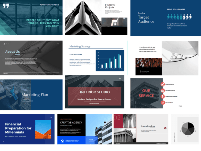 A business pitch deck that looks professional and aesthetically pleasing