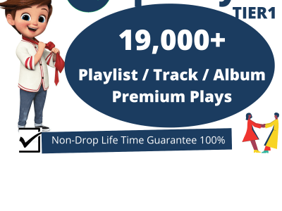 19,000 Spotify Playlist/Track/Album Plays Premium Tier 1 Countries