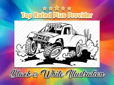 Black & White illustration (B&W) of any person, place or object.