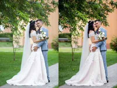 Professional wedding photo editing in Lightroom, Photoshop