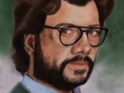 A highly realistic portrait manual drawing