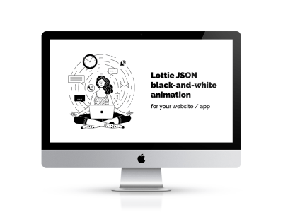Unique Lottie (JSON) black-and-white animation for your website/ mobile app