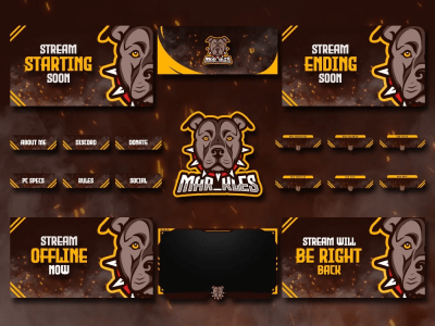 An amazing animated twitch overlay and mascot logo design for your stream