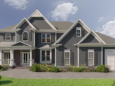Photorealistic render of building exterior