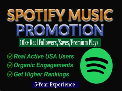 USA organic spotify promotion by increase followers, plays to real audience