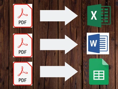 A PDF Converted to Excel, Word, CSV, Google Docs or Sheets