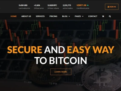 An attractive cryptocurrency website, crypto landing page, crypto website
