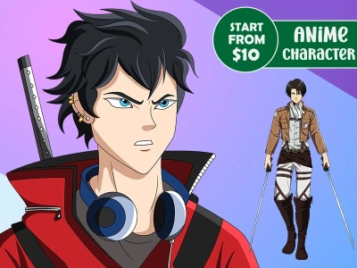 Cartoon character in anime or manga style