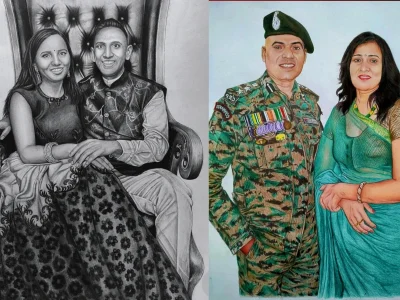 Hyper realistic Pencil portrait and colour portrait sketch with video