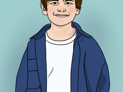 A fun caricature based on photos that you provide.