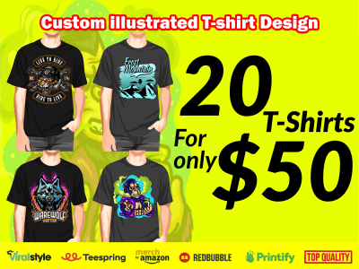 Custom illustrated t shirt design | Upwork