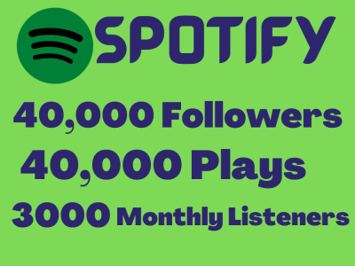 Organic Spotify 40,000 Followers,40000 Plays, and 3000 Monthly Listeners