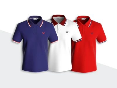 3D visualization (rendering) of your men's polo shirt.