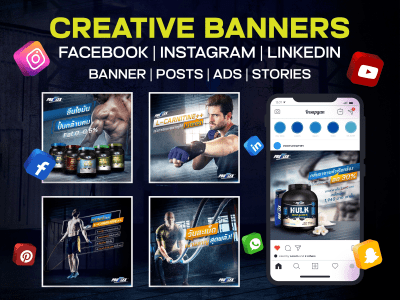 Creative Facebook, Instagram and Linkedin Banner, Posts, Ads, Stories