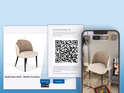 An AR-ready 3D furniture model GLB USDZ optimized for WebAR