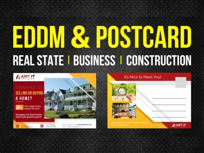 Eddm business postcard or direct mail real estate, construction flyer